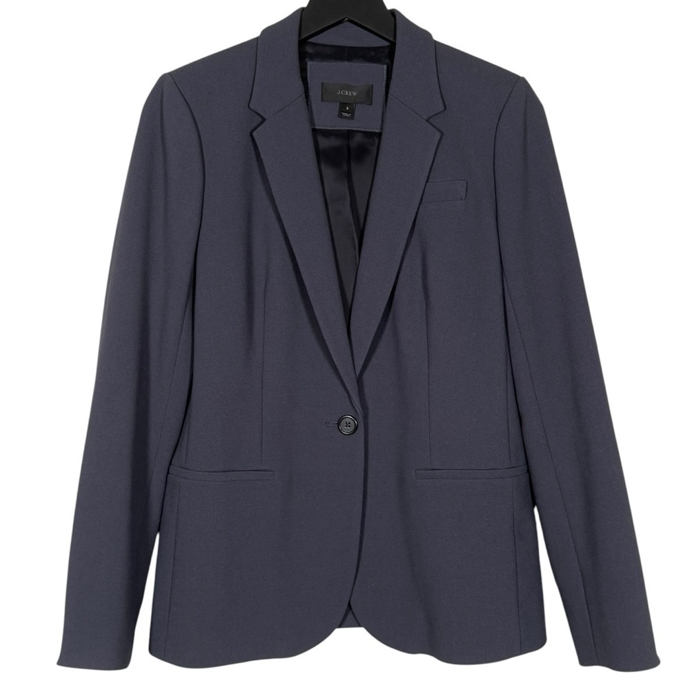 J. Crew Size 8 Sleek Single Button Bonded Crepe Blazer In Charcoal